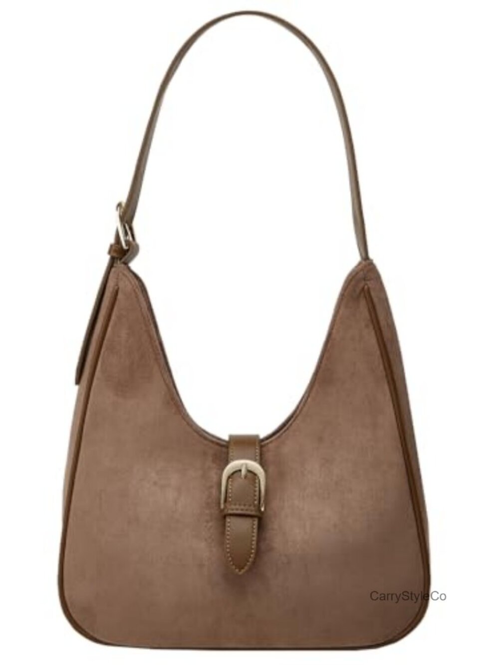 Faux Suede Shoulder Bag Retro Clutch Saddle Handbag Small Tote Slouchy Crescent